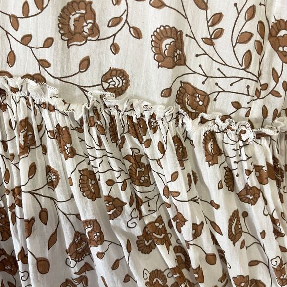Daughters of India Bohemian Floral Maxi Dress - Cream and Brown - Picture 11 of 13